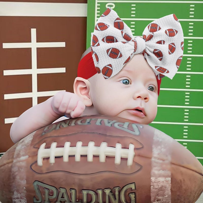 ONENINEDREAM Baby Girl Football Outfit Headbands for Baby Girls Sports Bows Super Bowl Hair Accessories Newborn Infant Headband Football Baby Clothes - Image 2